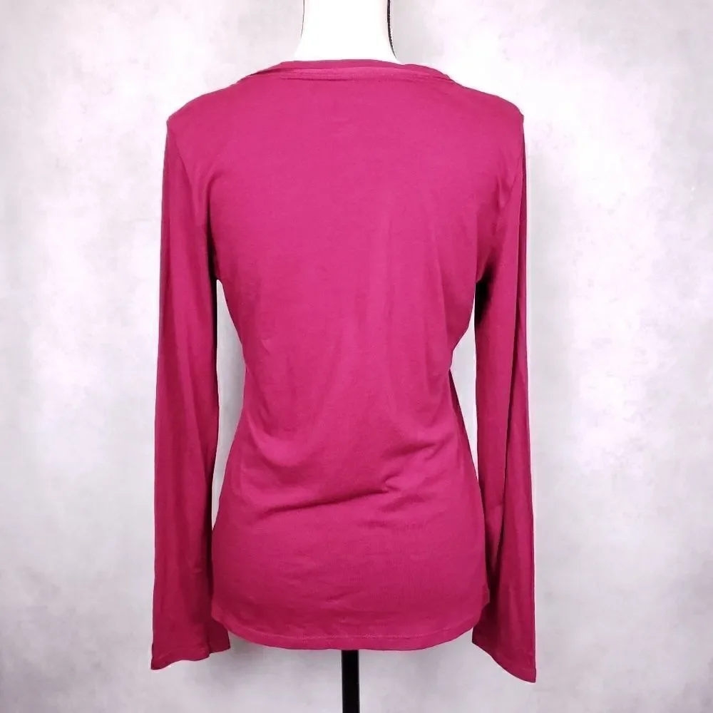 Nautica pink long sleeve scoop neck top Medium